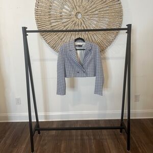 ZARA BABY BLUE TWEED CROPPED BLAZER